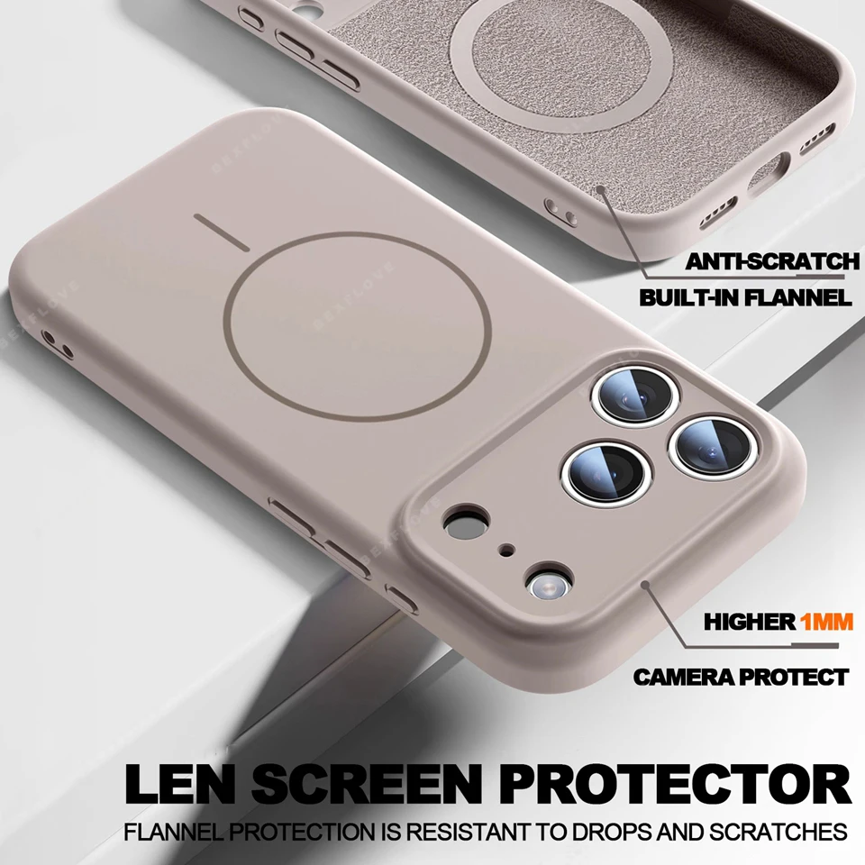 Premium Magnetic Silicone Phone Case with MagSafe Charging Protection