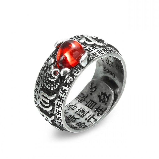 Pixiu Golden Toad Ring Chinese Feng Shui Brings Wealth Retro Open Adjustable Ring Collection