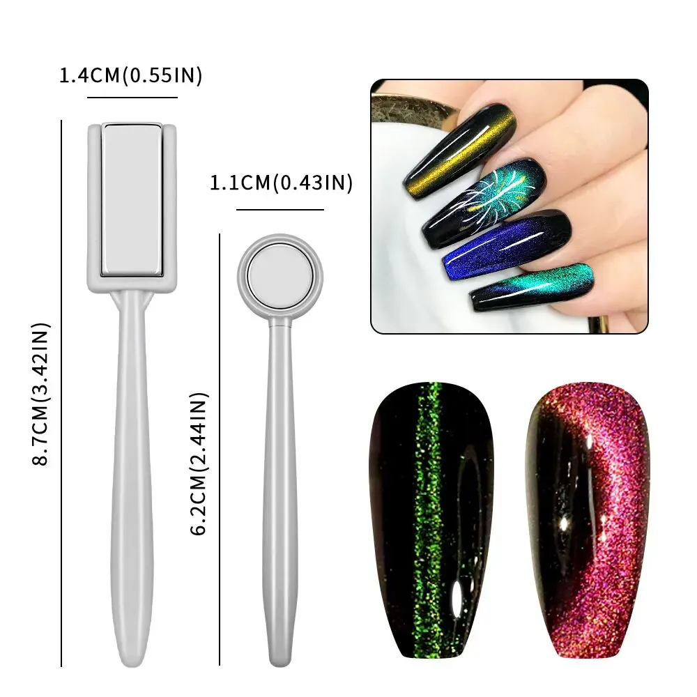 10Pcs Nail Magnet Tool Set Magnet Plate Wand Board Magnetic Pen Stripe Nail Magnet Double Ended Magnet Wand Magnet Stick Cat Eye 6