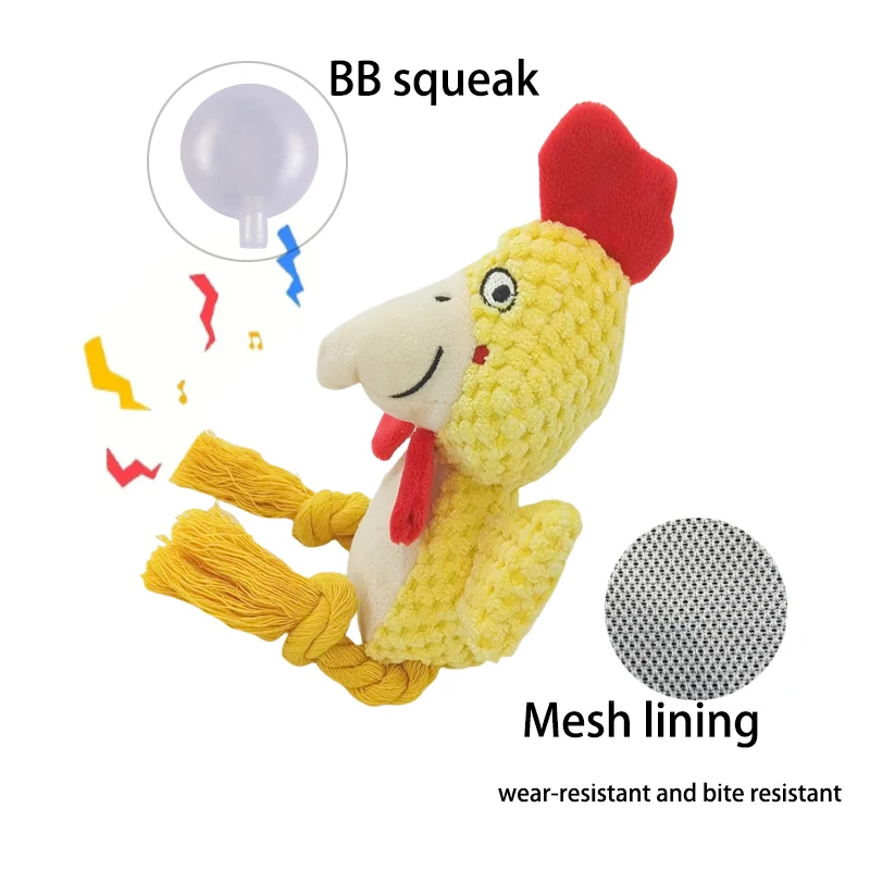 Interactive Animal Plush Rope Toy - Engaging Squeak and Chew Fun