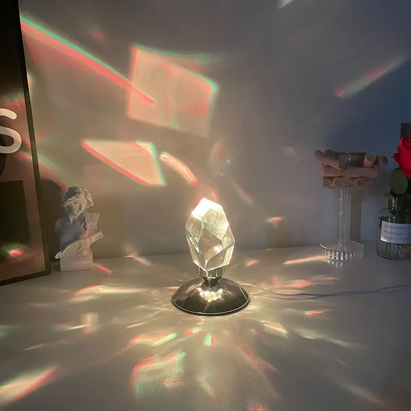 

D2 Led Crystal Night Light Nightlights Bedroom Room Decor Table Light Novelty Gift Usb Bedside Romantic Projector Rgb Night Lamp