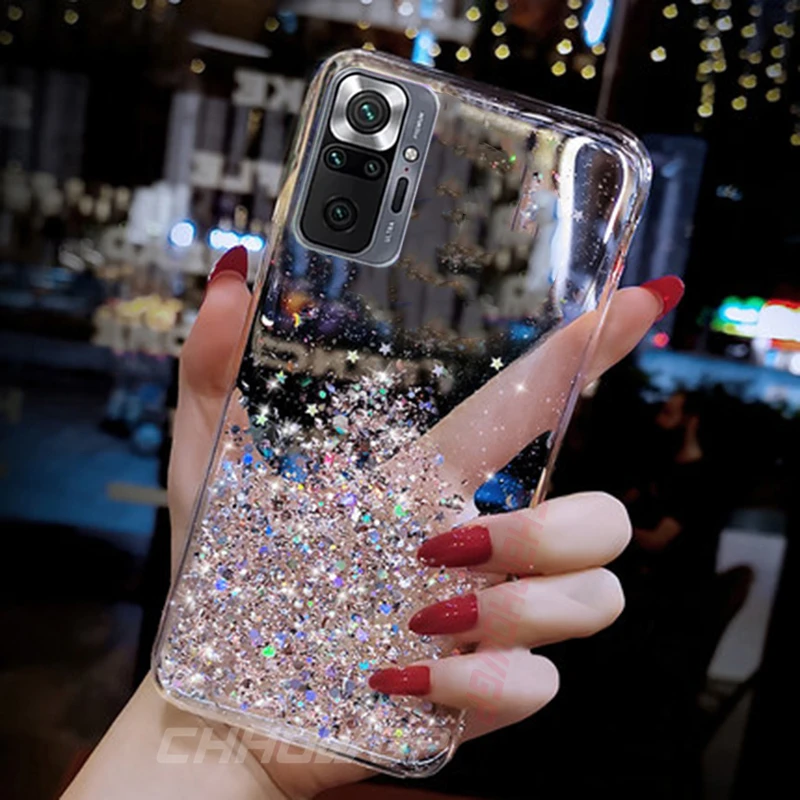 Glitter Case For Xiaomi Redmi Note 10 Pro 4G 5G Shiny Bling Star
