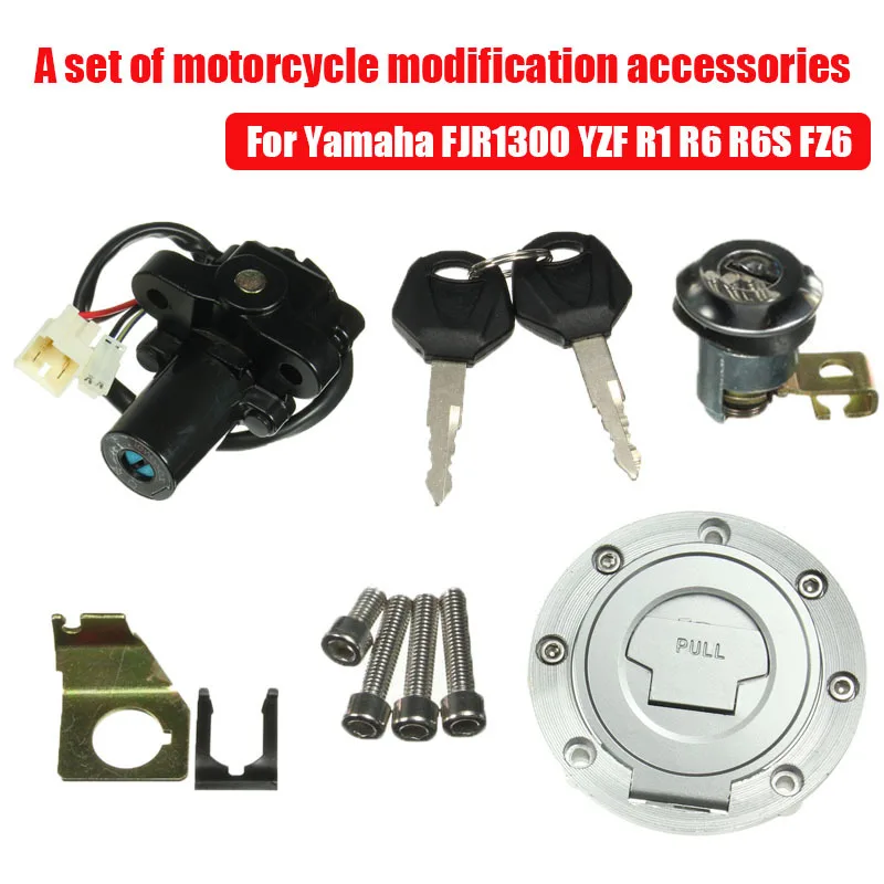 Motorcycle Ignition Switch Lock Fuel Gas Cap Key Set For Yamaha FJR1300
