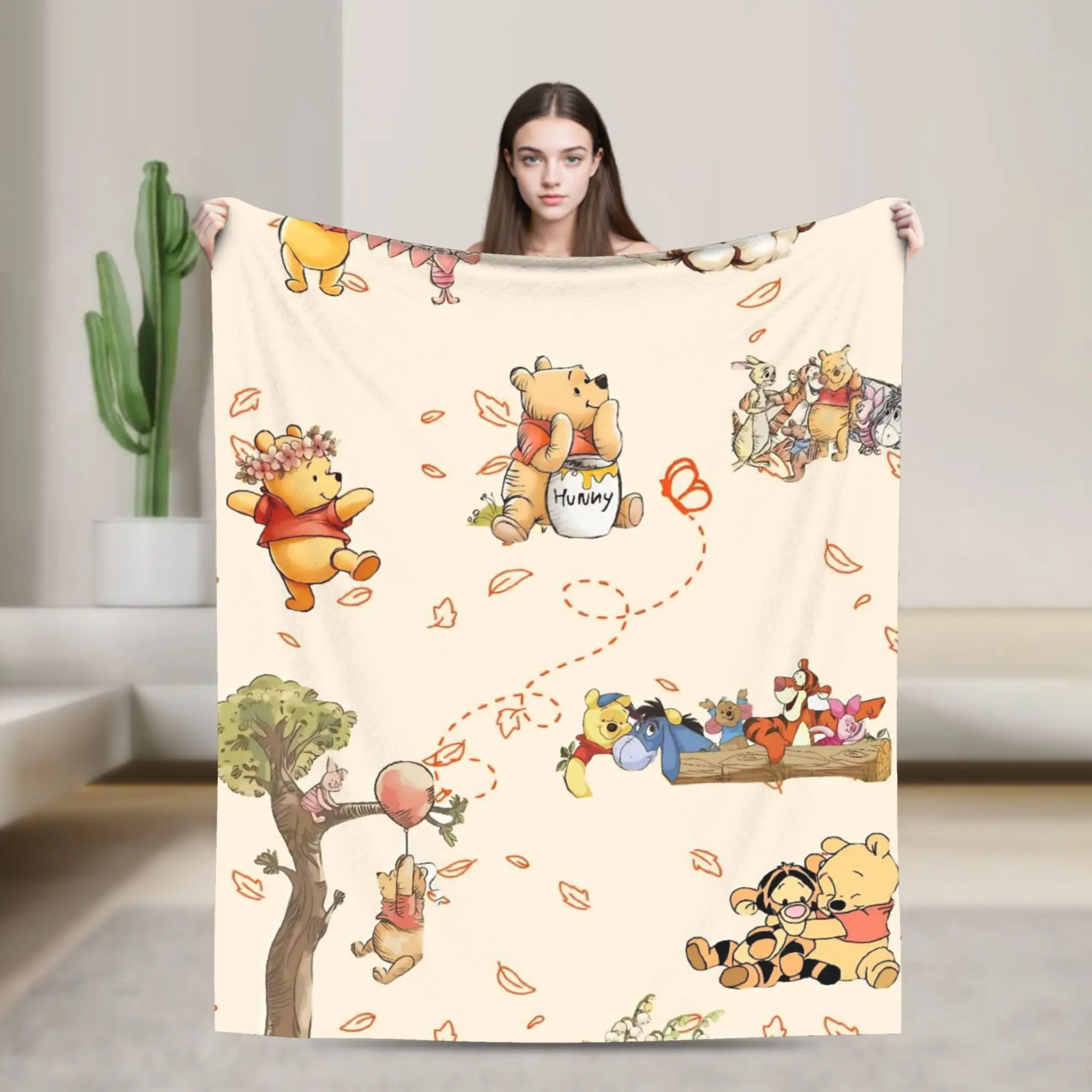 Winnie The Poohs Decke, superwarme grafische Plüsch-Bettwäsche, Überwürfe für Kinder, Wohnzimmer, Flanell-Tagesdecke, Bettdecke