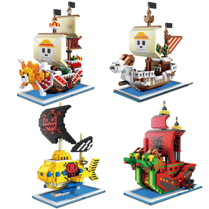 

Thousand Sunny Blocks Bricks Going Merry Pirate Ships Mini Bricks Sunshine Boat Model Anime Action Figure Toys