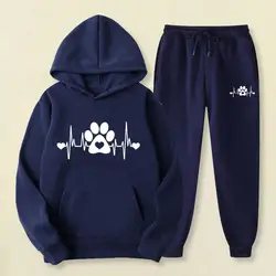 Men Fitness Clothing Stylish Unisex Hoodie Pants Set Printed Loose Fit Elastic Waist Fall/winter Tracksuit for Women Men Unsiex