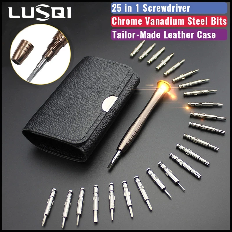 

LUSQI 25 in 1 Precision Screwdriver Set Magnetic Electronic Torx Screwdriver Repair Tools Kit For Phone Camera Watch Glasses PC