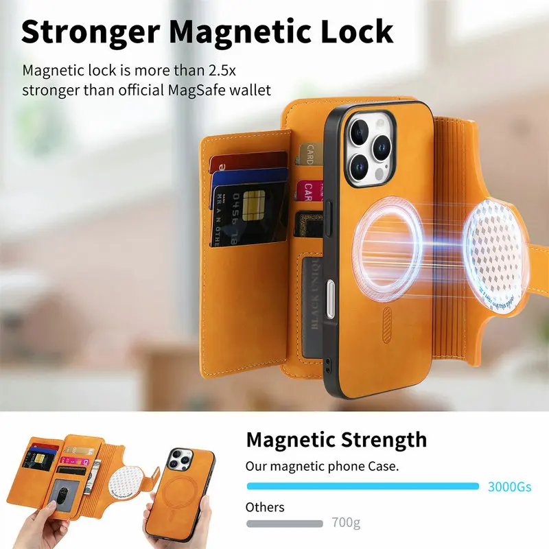 Premium Realme Leather Wallet Case - Detachable 2-in-1 Design with MagSafe Compatibility