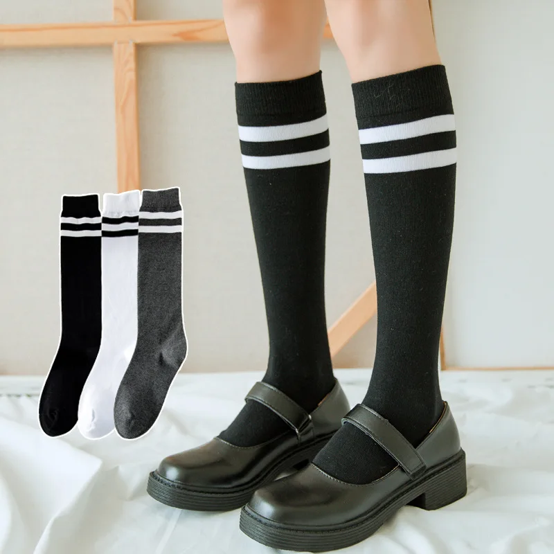 

Europe and America Fashion Woman Black White Striped Breathable Cotton Stockings Lady Sexy Cute ins Style Street Trend Socks