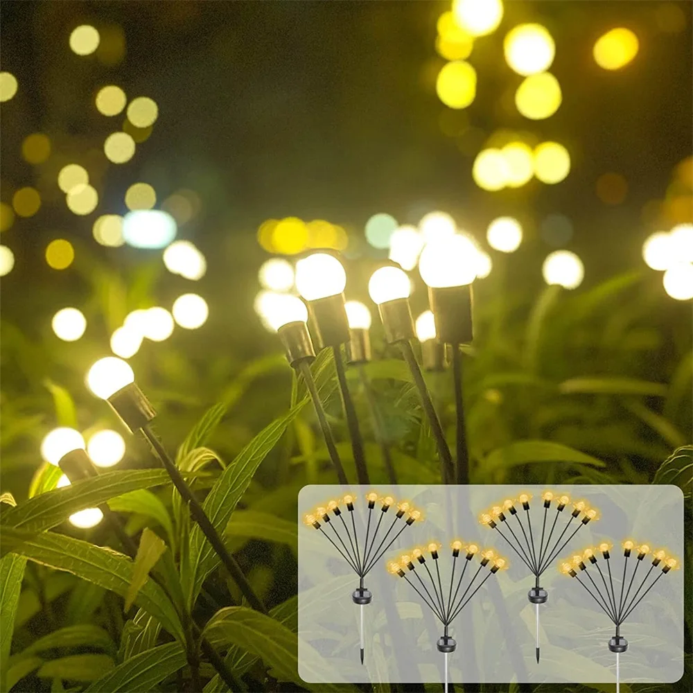 8 LED Light Outdoor Solar Firefly Lamp Waterproof Garden Home Camping Exterior Christmas Decor Path Landscape Decorative Lights solar light led simulation bean flower lawn lamp outdoor waterproof garden courtyard park path decorative christmas lights