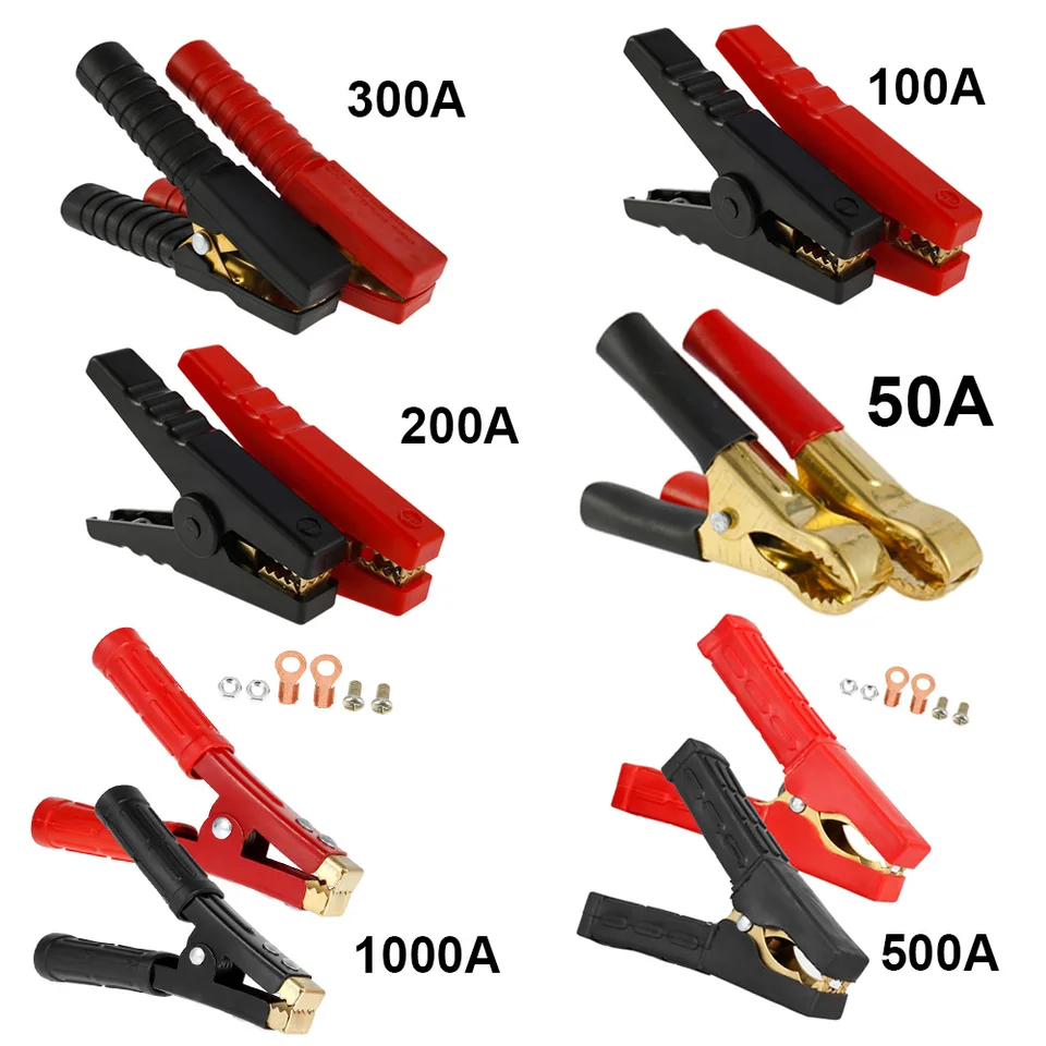 Swpeet 10 Morsetti A Coccodrillo 100A Per Batteria Auto – Clip Di Prova Pesanti In Metallo Placcato Rame Con Guaina Isolante Rossa E Nera, Per Camion, Carica Batterie E Test Elettrici