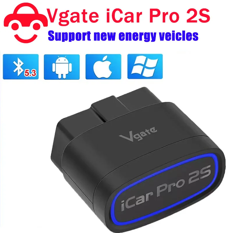 OBD2 Scanner OBD Code Reader System Diagnostic Tool Vgate iCar Pro 2S ELM327 Bluetooth 5.3 V2.3 Car OBD Scanner Upgraded EV Auto Diagnostic Tool BimmerCode for IOS Android PC