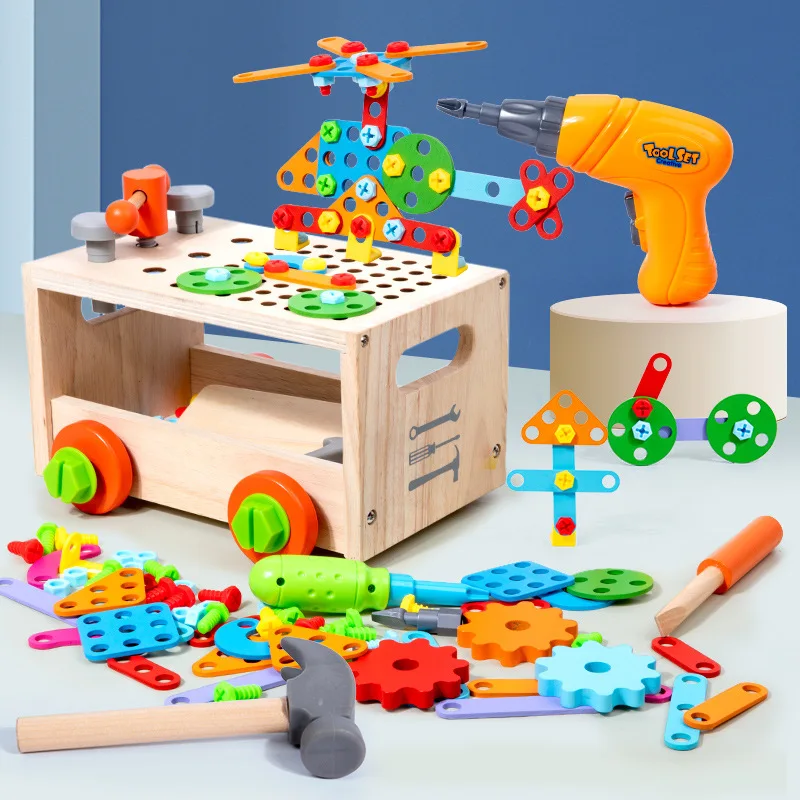 Children's Simulation Repair Toolbox Electric Screwdriver Twisting Screws Assembly and Disassembly Kindergarten suit Toys