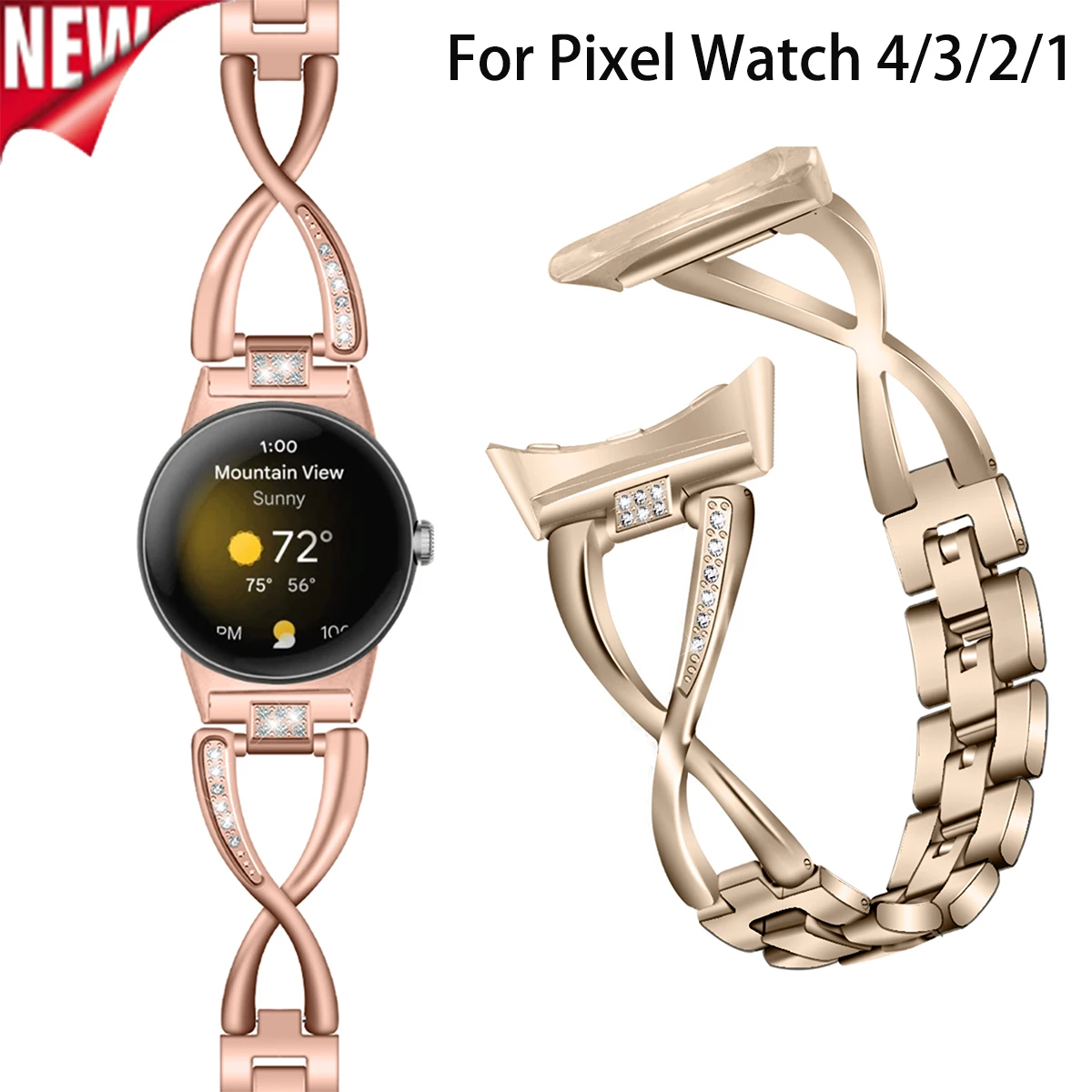 Elegant Bling Diamond Band - Fashion Women's Metal Bracelet Strap