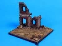 1/72 Resin Die-casting Scene Layout Props Gray Model Scene House Damaged Building Ruin Scene Platform Free Shipping (11×10x9) 1