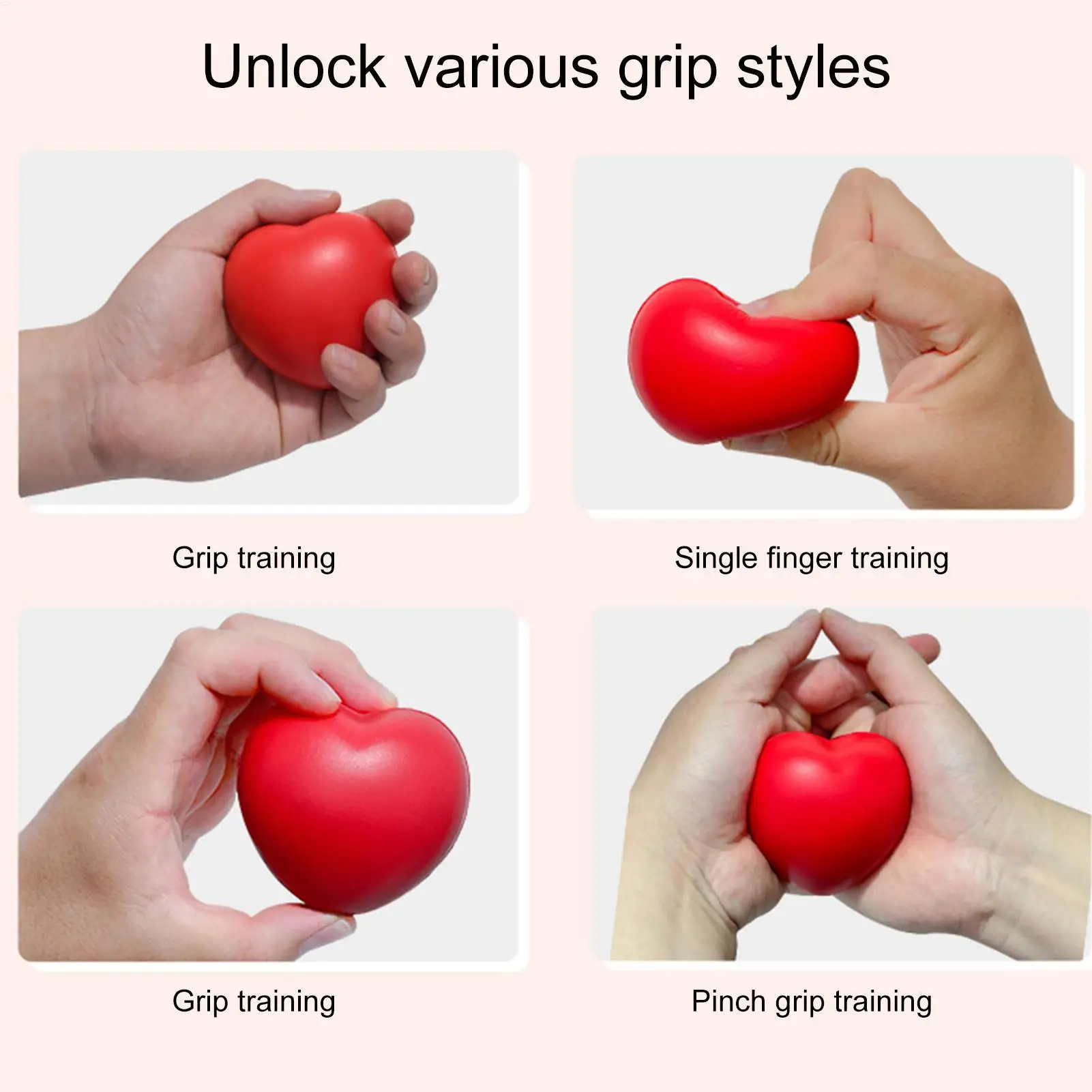 hot sale 1Pcs Hand Exercise Ball Heart Shaped Squeeze Stress Ball Finger Massage Ball Hand Grip Ball