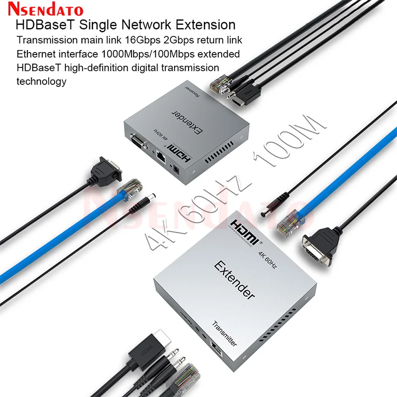 HDMI Extender 100M Over Cat6/6a 4K 60Hz hdbaset Network extender HDMI Video Audio Transmitter and Receiver Extender For Laptop