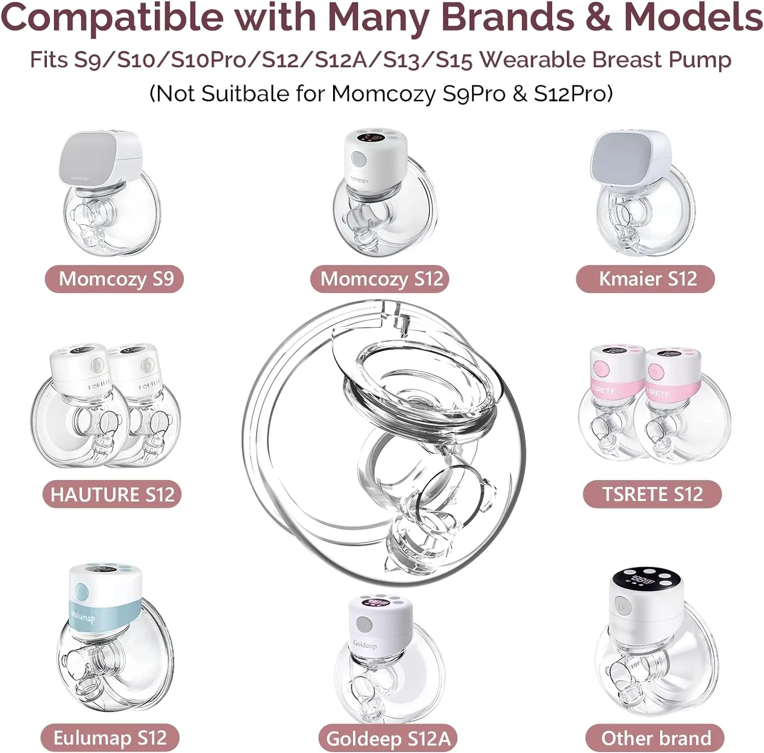 Wearable Breast Pump Milk Collector Cup Accessories, Breast Pump Milk Collector Compatible with S9/S10/S12 Breast Pump 2