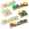 Wooden Shape Color Match Stacking Puzzles 5