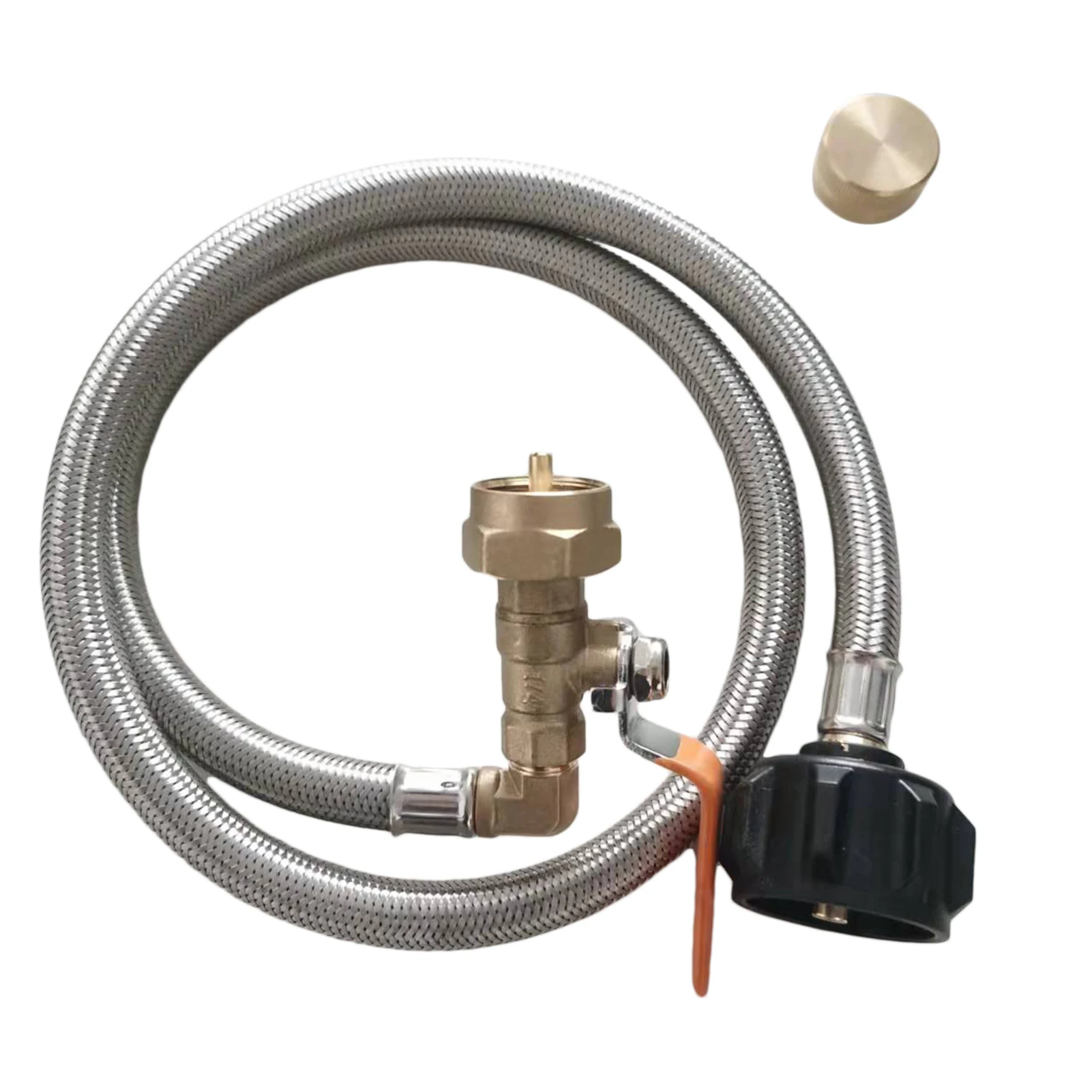 Propane Refill Adapter Hose for 1 LB Gas Bottle 35.5" Long with ON/Off Control Valve POL female