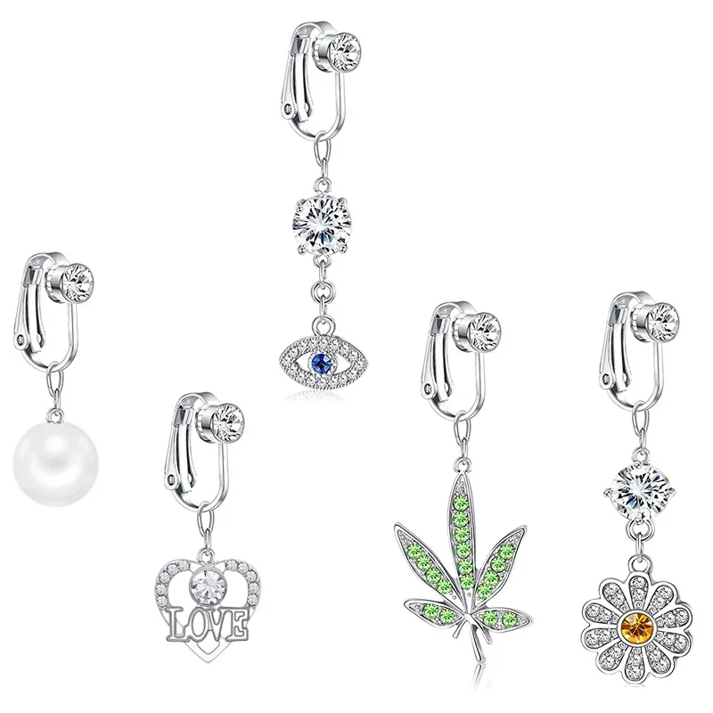 Faux Fake Belly Butterfly Fake Belly Piercing Heart Clip On Umbilical Navel Pircing Butterfly Leaves Cartilage Earring Clip piercing jewelry body piercing earrings ear piercing jewelry metal jewelry belly button earrings belly button piercings body piercing jewelry body jewelry