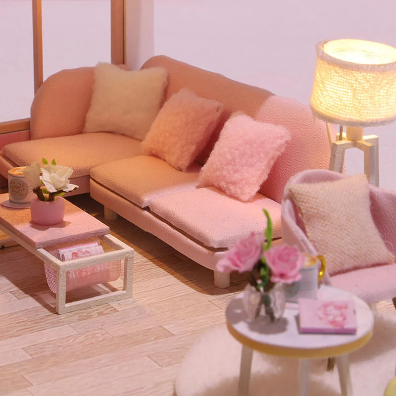 DIY 나무 인형 집 수제 듀플렉스 아파트 제작, 3D 퍼즐 조립 건물 듀플렉스 아파트 모델 장난감, 어린이 선물