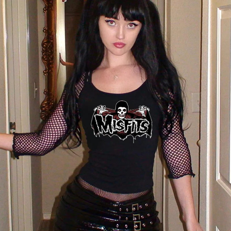 Y2k Punk Women's Aesthetic Letter Print Grunge Gothic Emo