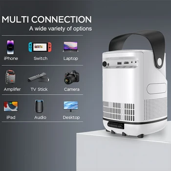 Portable Android  Native 1080p Projector Support 4K 180°Adjustable Stand Wall Mount Design  Wifi Bluetooth HDMI,USB,PC Model:TZ2 3