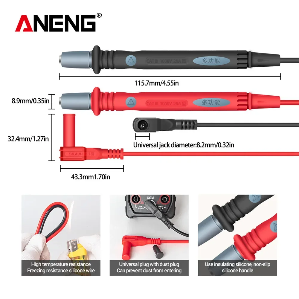 Silicone Digital Multimeter Test Lead 1000V 22pcs In 1 Multi-function leads Test Cable SMD SMT Needle Tip for FLUKE for Vichy digital multimeter multimeter tester voltage meter tester analog multimeter
