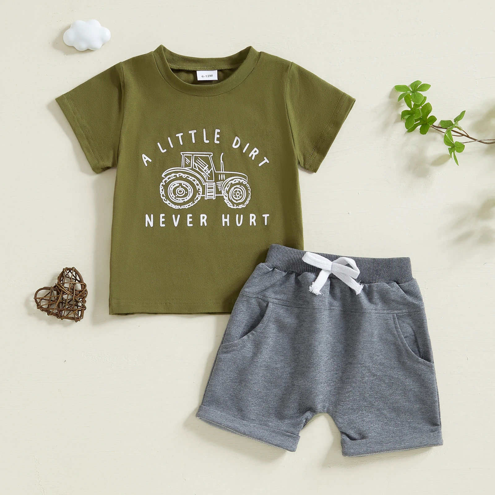 FOCUSNORM 0-4Y Infant Baby Boys Summer Casual Clothes Sets 5 Colors Cartoon Letter Print Short Sleeve T Shirts Solid Shorts