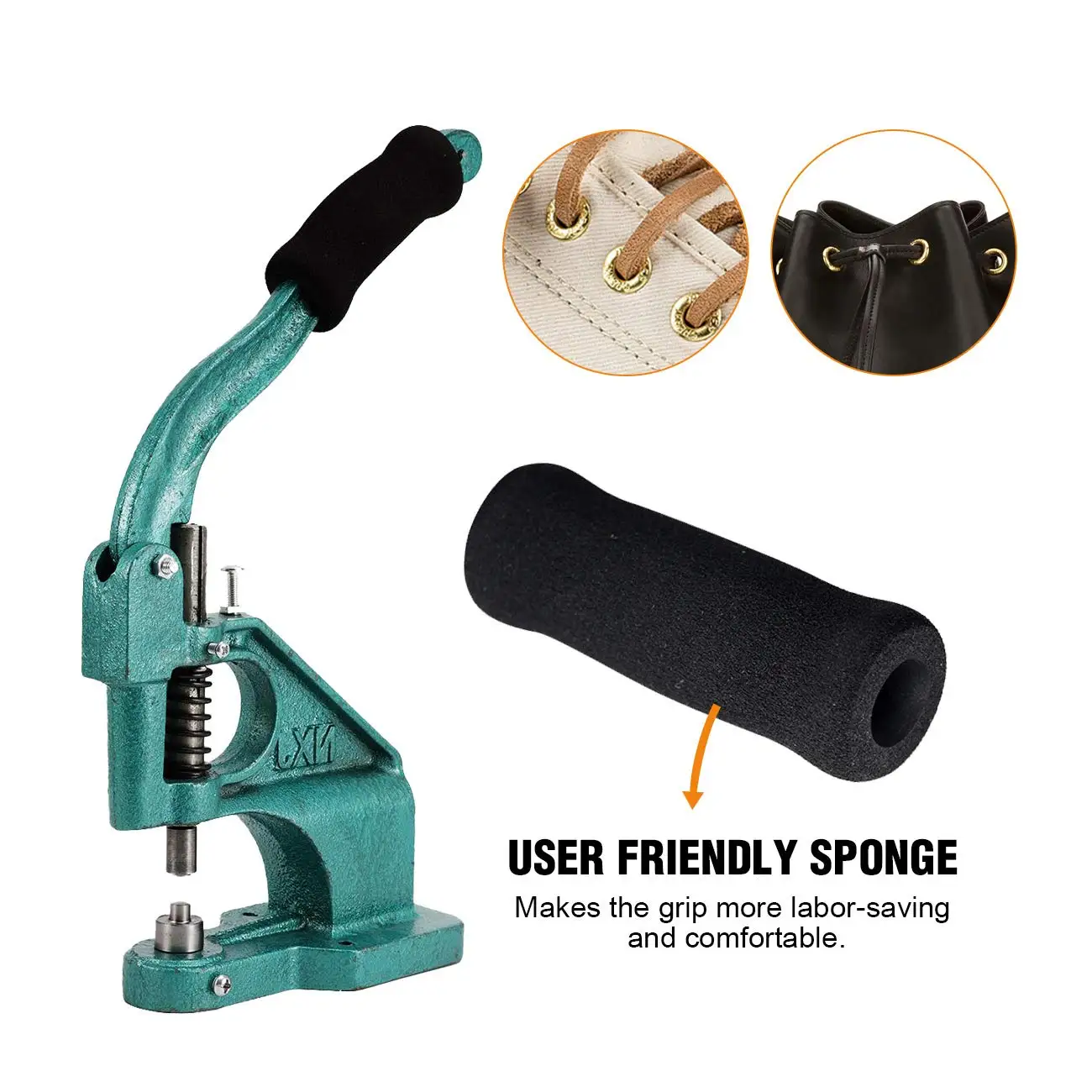 Grommet Eyelet Machine Hand Press Arts Crafts Sewing 3 Dies + 1500pcs Grommets 6/10/12mm DIY Manual Snap Eyelet Press Tools