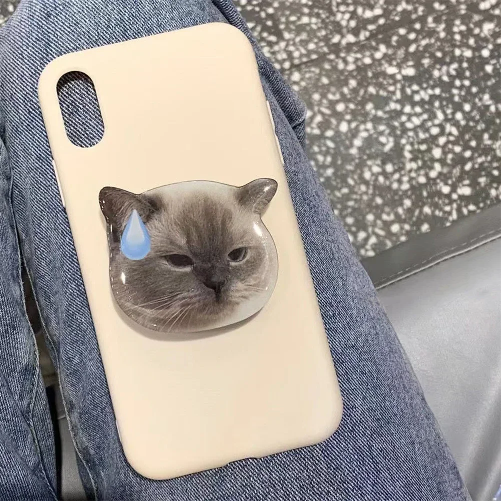 Korean Cute 3D Funny Cat Phone Stand - Folding Finger Grip & Socket Bracket