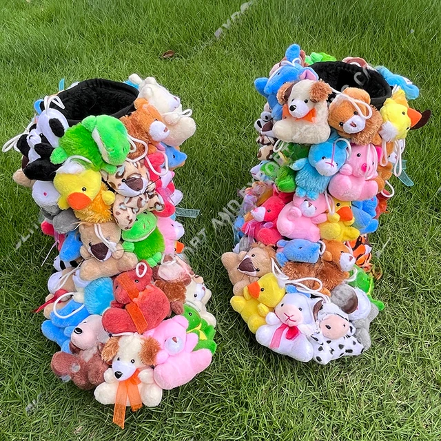 Adult Kid Plush Teddy Bear Snow Boot Mommy and Me Stuffed Animal Botas De  Mujer Fur Shoes Winter Ankle Boots & Bootie For Girl - AliExpress