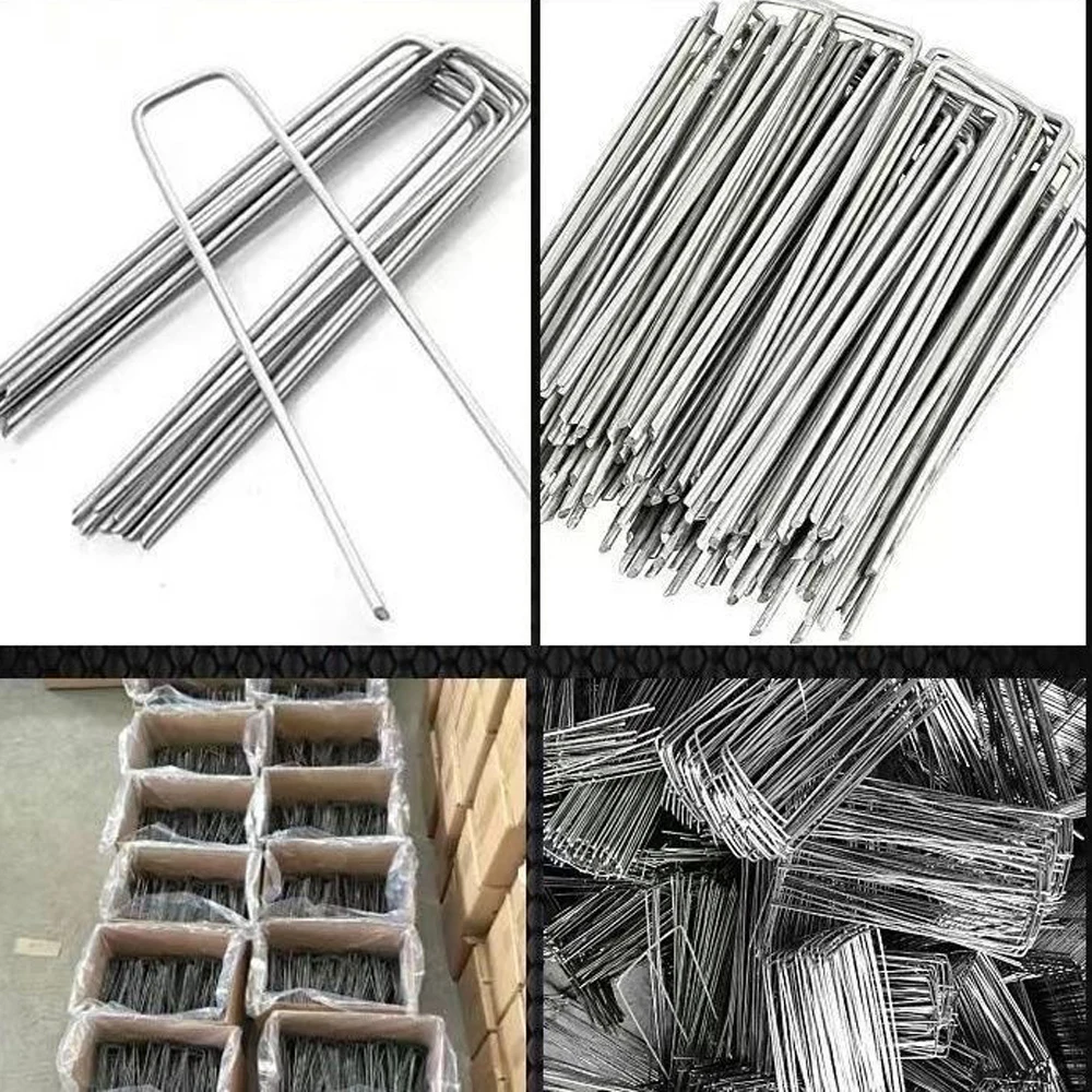 10Pack U-Type Landscape Staples 6 Inch Garden Galvanized Stake Gardening Fixing Tools Film Peg for Securing Netting Ground Sheet