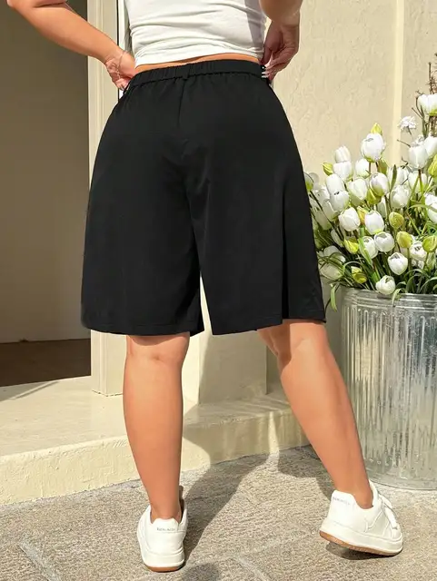 Soft Fabric Trendy Plus Size Elastic Waist Short Pants Loose Summer Shorts Women Clothing