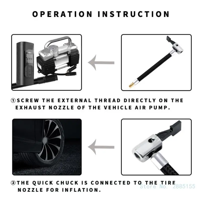 9.84 Ft Car Air Pump Extension Hose - Rubber Inflator Tube For Cars & Motorcycles