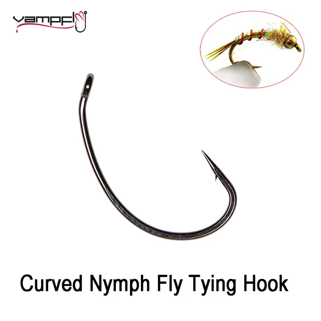 Vampfly 20PCS Barbed Wide Gap Curve Shank Hook Tying Nymph Caddis Midge  Shrimp Scuds Worms Pupae