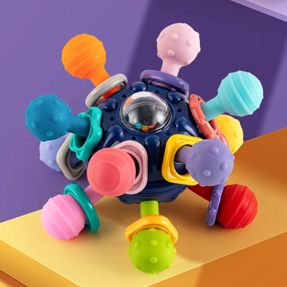 Baby Toys Baby Rattle Toys Ball Rattle Toy Manhattan Round Ball Chewable Toddler Teeth Soothing Baby Sensory Toy Hand Grab Ball Rattle Infantil For Newborn Gift