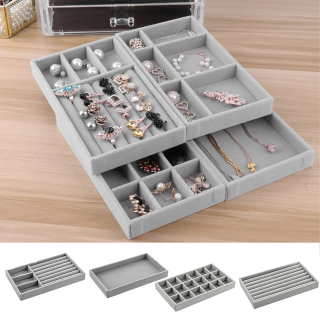 Velvet Jewelry Drawer Inserts Trays Earring Organizer Stackable Jewelry  Display Tray Box Ring Holder Necklace Case for Bracelet