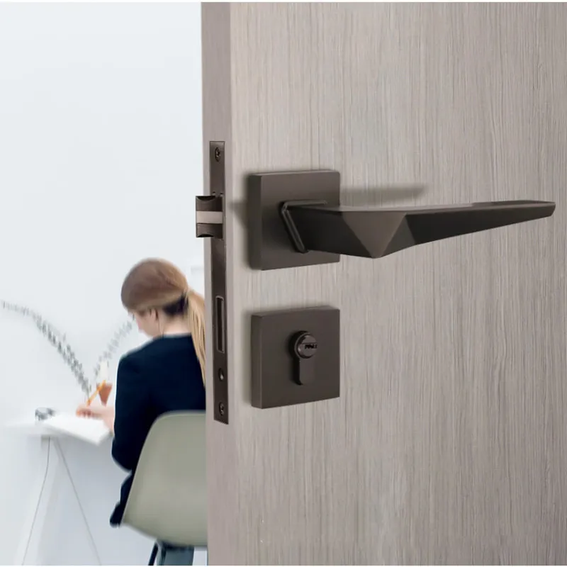 

Modern Indoor Silent Door Handle Lock Room Bathroom Door Locks Zinc Alloy Anti-theft Lock Core Furniture Hardware Accessories