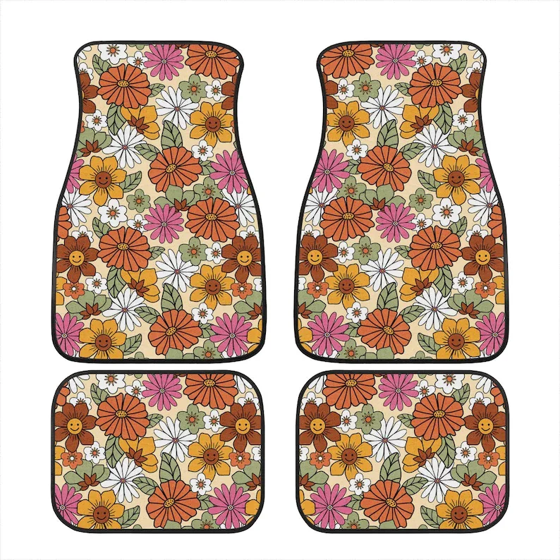 

Flower Power Car Floor Mats,Car Accessories For Women, Stoner Gifts, Retro Car Accessories, Interior Car Decor, Cottagecore