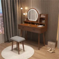 Ensemble de commode de luxe nordique moderne pour chambre à coucher avec tiroir à miroir en bois massif, petit appartement, Design de meubles de maquillage blancs 5