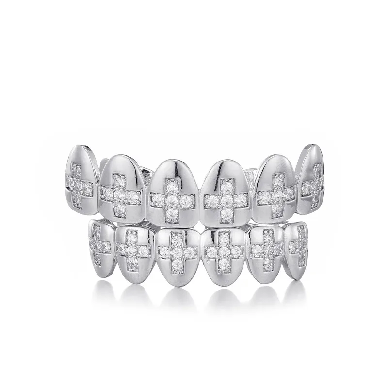 Hip Hop Teeth Brace Grill - Cubic Zirconia Top & Bottom Charm Grills For Men & Women, Jewelry Accessory