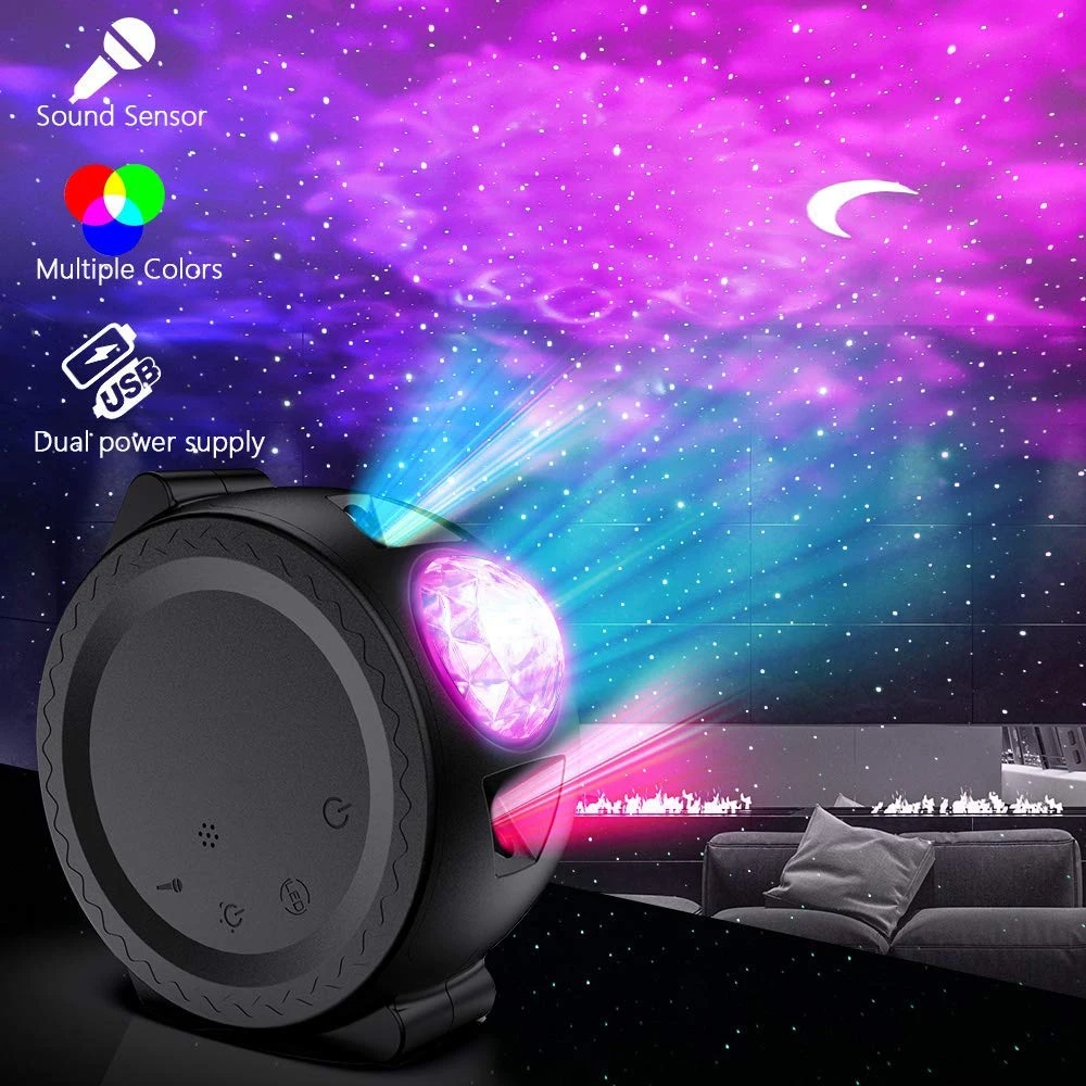 

music control Starry Sky Light Ocean Projector lamp Colorful USB LED Moon nebula Night Light for Kids