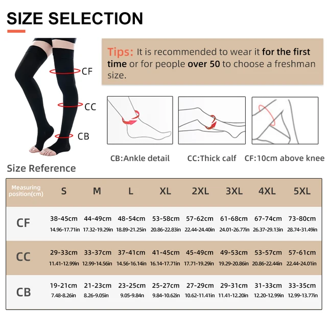 23-32mmHg Elastic Nursing Compression Stocking Unisex Medical Class 2 Pressure Stockings Sleep Feet Varicose Vein Sock 2