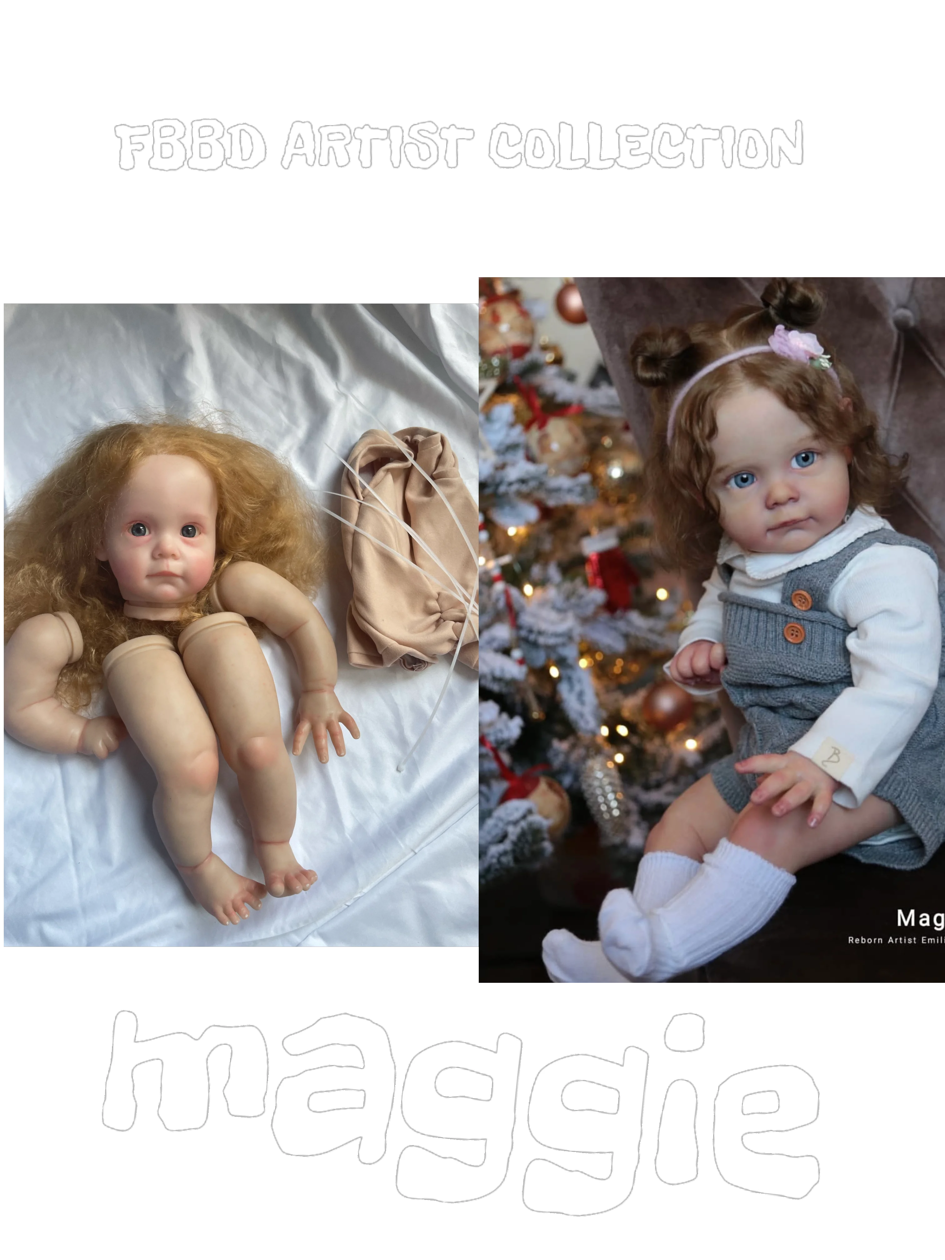 Maggie Bebe Reborn By FBBD Artist 24inch With Hand-Rooted Hair With Veins Unassembled Kit Dolls For Children fbbd artist painting tutti bebe reborn 24inch with hand rooted hair painted kits 100%hand made dolls for girl