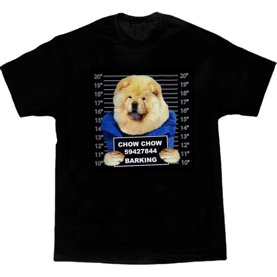 

Funny Dog Art Chow Chow Mug Shot Printed Mens T-Shirt. Summer Cotton Short Sleeve O-Neck Unisex T Shirt New S-3XL