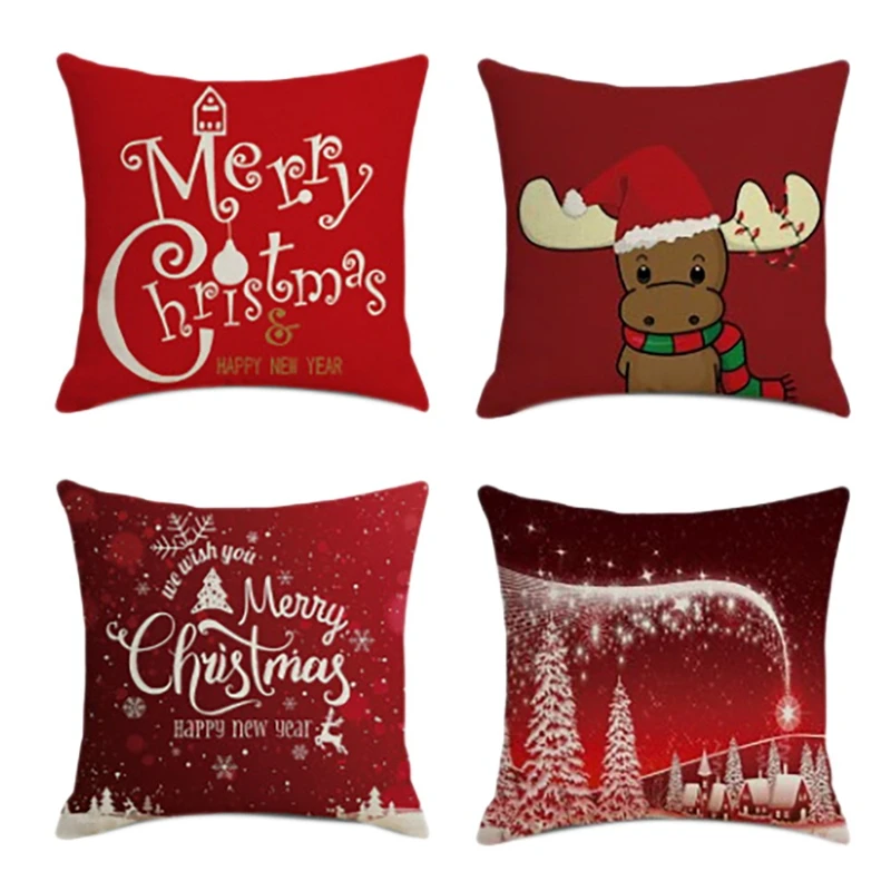 

Женская рождественская квадратная наволочка, домашний декор, льняные наволочки для подушек, наволочки для дивана, автомобиля, с узором в виде перьев, подарок 45x45 см