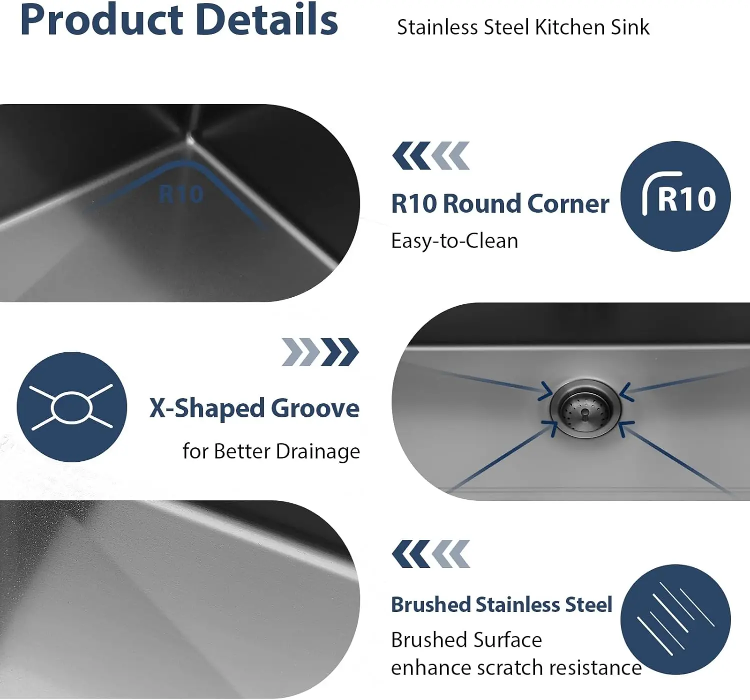 Lordear 33 Inch Black Drop In Kitchen Sink - 33X19 Inch Drop In Top Mount Sink 16 Gauge Stainless Steel Single Bowl Ledge 4