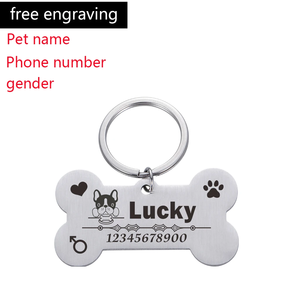 Free Engraving Dog ID Tags Personalized Pet Name Tel Gender Anti-lost Nameplate Pendant Customized Dogs Pets Collar Accessories 